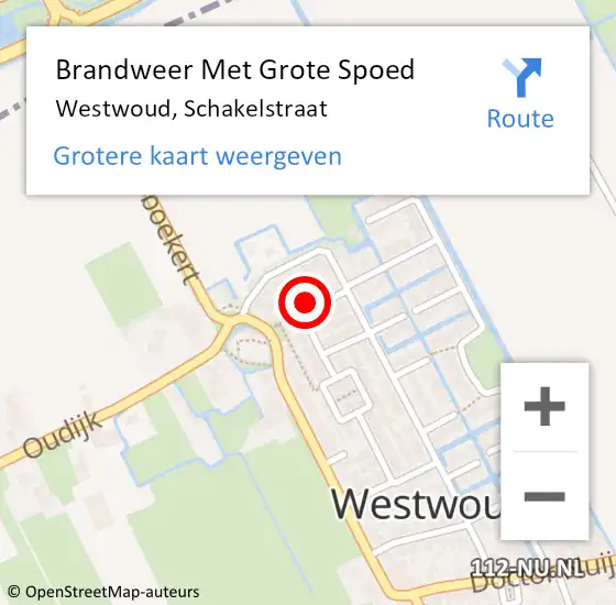 Locatie op kaart van de 112 melding: Brandweer Met Grote Spoed Naar Westwoud, Schakelstraat op 8 juli 2017 23:27