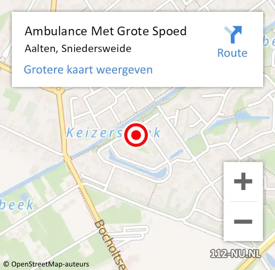 Locatie op kaart van de 112 melding: Ambulance Met Grote Spoed Naar Aalten, Sniedersweide op 8 juli 2017 23:32