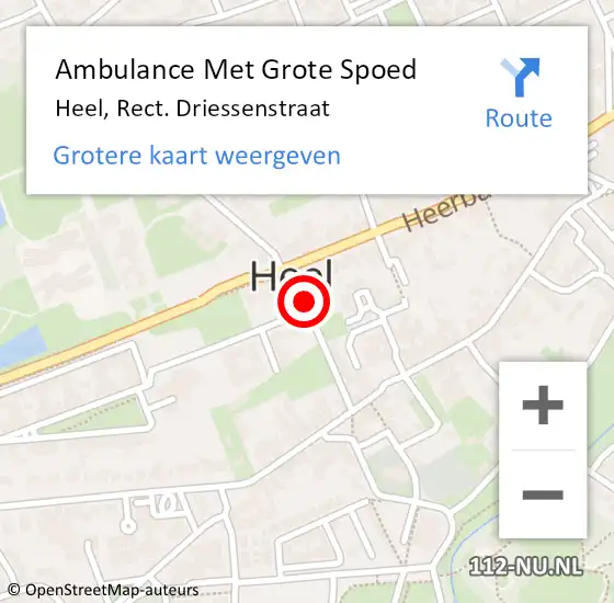 Locatie op kaart van de 112 melding: Ambulance Met Grote Spoed Naar Heel, Rect. Driessenstraat op 8 juli 2017 23:57