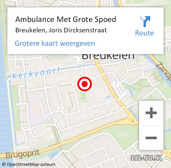 Locatie op kaart van de 112 melding: Ambulance Met Grote Spoed Naar Breukelen, Joris Dircksenstraat op 9 juli 2017 00:22