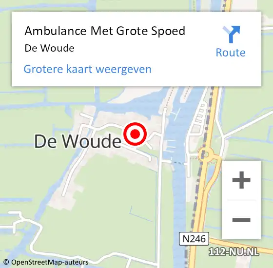 Locatie op kaart van de 112 melding: Ambulance Met Grote Spoed Naar De Woude op 9 juli 2017 01:45