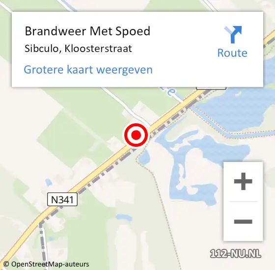 Locatie op kaart van de 112 melding: Brandweer Met Spoed Naar Sibculo, Kloosterstraat op 9 juli 2017 01:52