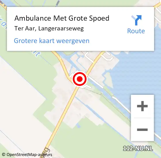 Locatie op kaart van de 112 melding: Ambulance Met Grote Spoed Naar Ter Aar, Langeraarseweg op 9 juli 2017 02:15