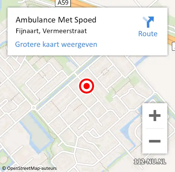 Locatie op kaart van de 112 melding: Ambulance Met Spoed Naar Fijnaart, Vermeerstraat op 9 juli 2017 03:16