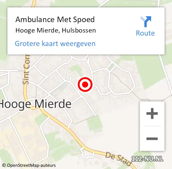 Locatie op kaart van de 112 melding: Ambulance Met Spoed Naar Hooge Mierde, Hulsbossen op 9 juli 2017 03:37