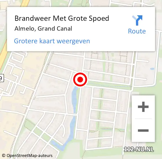 Locatie op kaart van de 112 melding: Brandweer Met Grote Spoed Naar Almelo, Grand Canal op 9 juli 2017 03:59