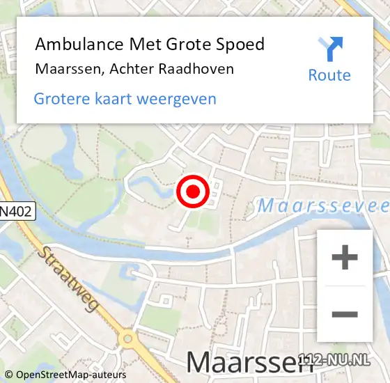 Locatie op kaart van de 112 melding: Ambulance Met Grote Spoed Naar Maarssen, Achter Raadhoven op 9 juli 2017 05:05