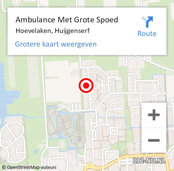 Locatie op kaart van de 112 melding: Ambulance Met Grote Spoed Naar Hoevelaken, Huijgenserf op 9 juli 2017 05:24