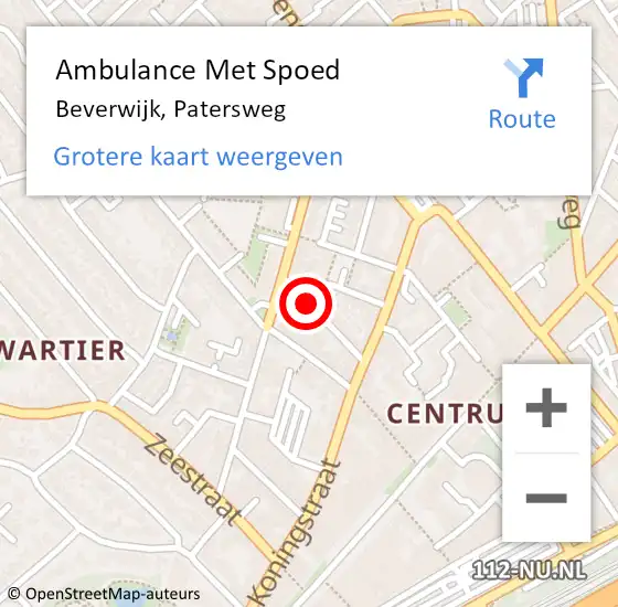 Locatie op kaart van de 112 melding: Ambulance Met Spoed Naar Beverwijk, Patersweg op 9 juli 2017 05:47