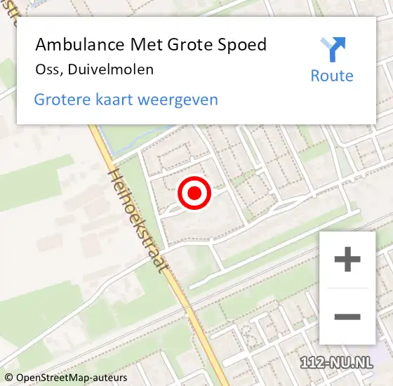 Locatie op kaart van de 112 melding: Ambulance Met Grote Spoed Naar Oss, Duivelmolen op 9 juli 2017 05:52