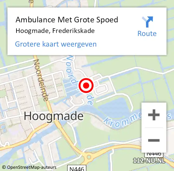 Locatie op kaart van de 112 melding: Ambulance Met Grote Spoed Naar Hoogmade, Frederikskade op 9 juli 2017 06:31