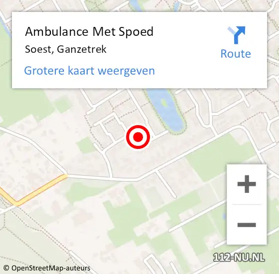 Locatie op kaart van de 112 melding: Ambulance Met Spoed Naar Soest, Ganzetrek op 9 juli 2017 08:30