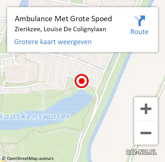 Locatie op kaart van de 112 melding: Ambulance Met Grote Spoed Naar Zierikzee, Louise De Colignylaan op 9 juli 2017 08:41