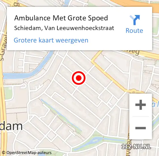 Locatie op kaart van de 112 melding: Ambulance Met Grote Spoed Naar Schiedam, Van Leeuwenhoeckstraat op 9 juli 2017 08:59