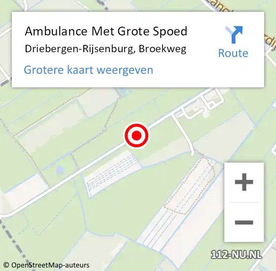 Locatie op kaart van de 112 melding: Ambulance Met Grote Spoed Naar Driebergen-Rijsenburg, Broekweg op 9 juli 2017 09:11