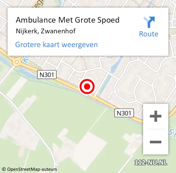 Locatie op kaart van de 112 melding: Ambulance Met Grote Spoed Naar Nijkerk, Zwanenhof op 9 juli 2017 09:22