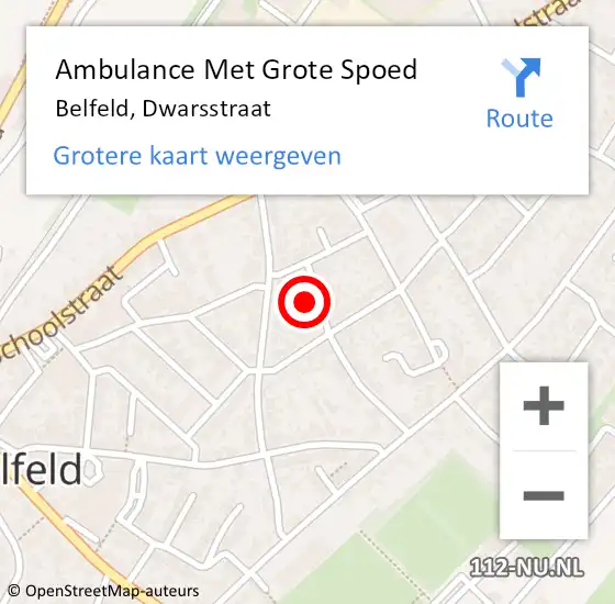 Locatie op kaart van de 112 melding: Ambulance Met Grote Spoed Naar Belfeld, Dwarsstraat op 9 juli 2017 09:24