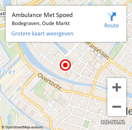 Locatie op kaart van de 112 melding: Ambulance Met Spoed Naar Bodegraven, Oude Markt op 9 juli 2017 09:38