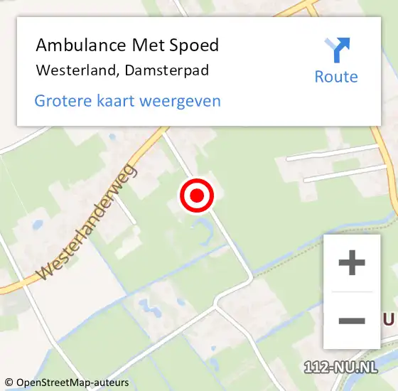 Locatie op kaart van de 112 melding: Ambulance Met Spoed Naar Westerland, Damsterpad op 9 juli 2017 09:57