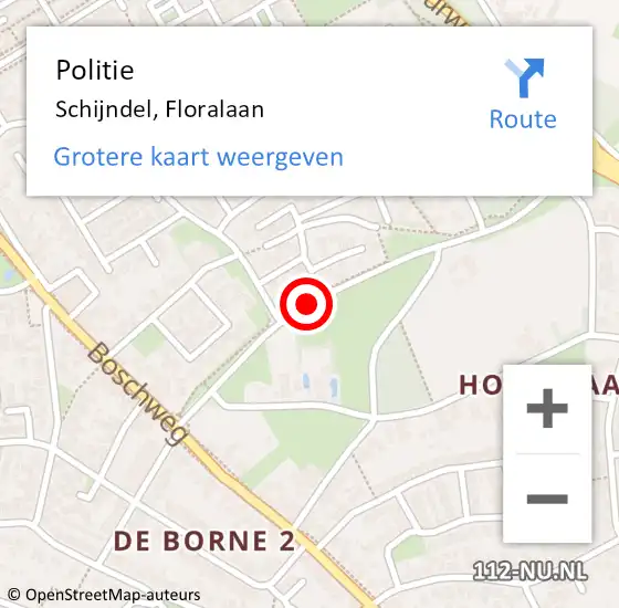 Locatie op kaart van de 112 melding: Politie Schijndel, Floralaan op 9 juli 2017 10:04