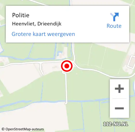 Locatie op kaart van de 112 melding: Politie Heenvliet, Drieendijk op 9 juli 2017 10:45