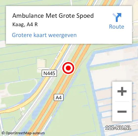 Locatie op kaart van de 112 melding: Ambulance Met Grote Spoed Naar Kaag, A4 R op 26 januari 2014 13:43