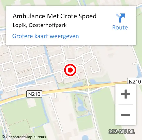 Locatie op kaart van de 112 melding: Ambulance Met Grote Spoed Naar Lopik, Oosterhoffpark op 9 juli 2017 11:03