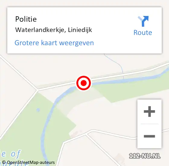 Locatie op kaart van de 112 melding: Politie Waterlandkerkje, Liniedijk op 9 juli 2017 11:20