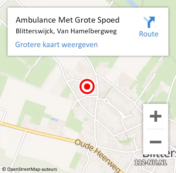 Locatie op kaart van de 112 melding: Ambulance Met Grote Spoed Naar Blitterswijck, Van Hamelbergweg op 9 juli 2017 11:47