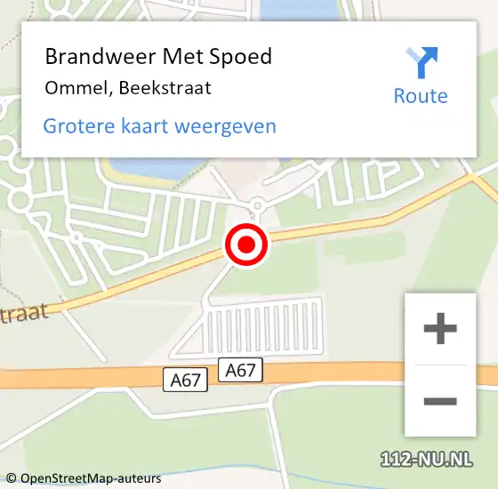 Locatie op kaart van de 112 melding: Brandweer Met Spoed Naar Ommel, Beekstraat op 9 juli 2017 12:59