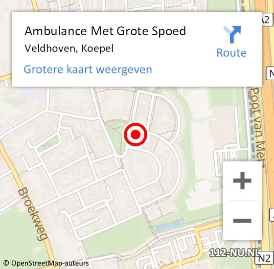 Locatie op kaart van de 112 melding: Ambulance Met Grote Spoed Naar Veldhoven, Koepel op 9 juli 2017 13:40