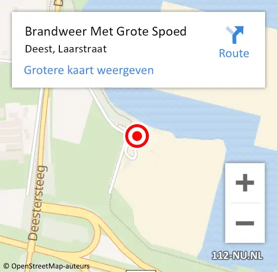 Locatie op kaart van de 112 melding: Brandweer Met Grote Spoed Naar Deest, Laarstraat op 9 juli 2017 13:50