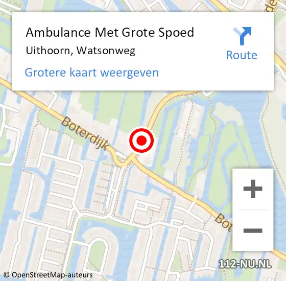 Locatie op kaart van de 112 melding: Ambulance Met Grote Spoed Naar Uithoorn, Watsonweg op 9 juli 2017 14:46