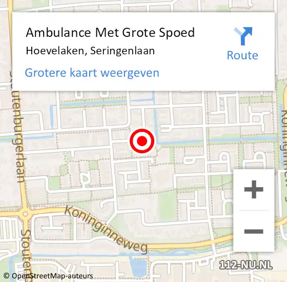 Locatie op kaart van de 112 melding: Ambulance Met Grote Spoed Naar Hoevelaken, Seringenlaan op 9 juli 2017 14:51