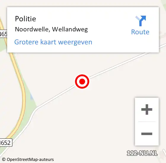 Locatie op kaart van de 112 melding: Politie Noordwelle, Wellandweg op 9 juli 2017 14:54