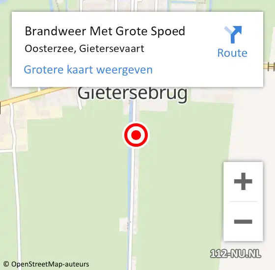 Locatie op kaart van de 112 melding: Brandweer Met Grote Spoed Naar Oosterzee, Gietersevaart op 9 juli 2017 15:01