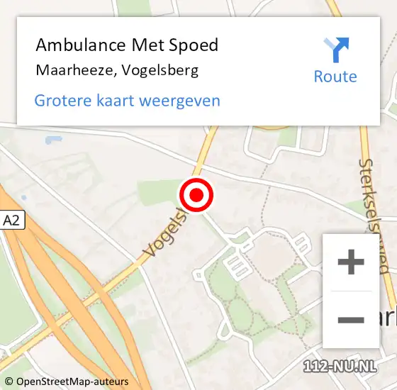 Locatie op kaart van de 112 melding: Ambulance Met Spoed Naar Maarheeze, Vogelsberg op 9 juli 2017 15:55