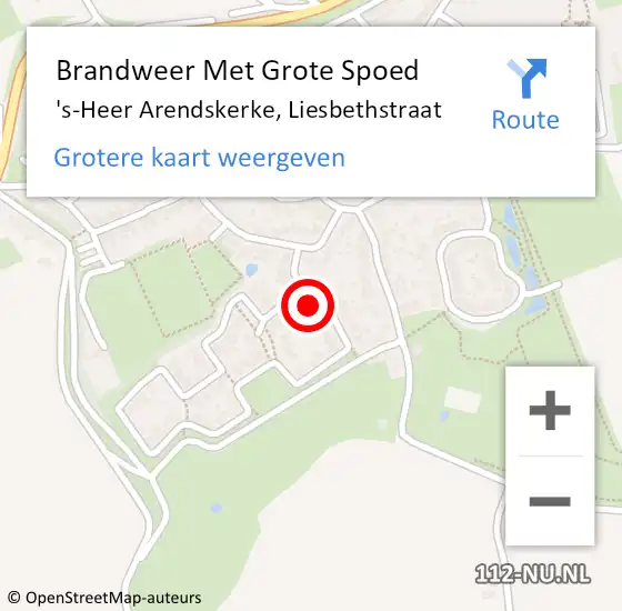 Locatie op kaart van de 112 melding: Brandweer Met Grote Spoed Naar 's-Heer Arendskerke, Liesbethstraat op 9 juli 2017 16:11