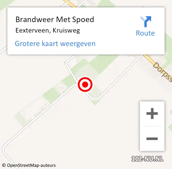 Locatie op kaart van de 112 melding: Brandweer Met Spoed Naar Eexterveen, Kruisweg op 9 juli 2017 16:21