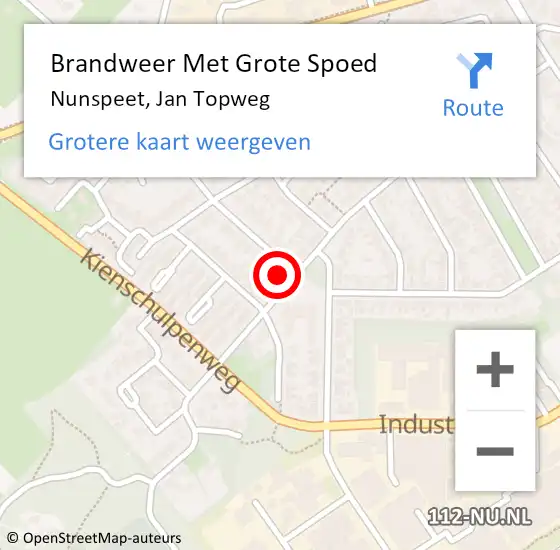 Locatie op kaart van de 112 melding: Brandweer Met Grote Spoed Naar Nunspeet, Jan Topweg op 9 juli 2017 16:25