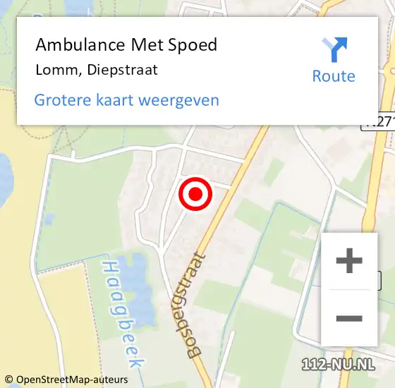 Locatie op kaart van de 112 melding: Ambulance Met Spoed Naar Lomm, Diepstraat op 26 januari 2014 14:20