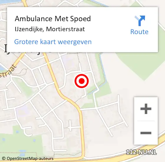 Locatie op kaart van de 112 melding: Ambulance Met Spoed Naar IJzendijke, Mortierstraat op 9 juli 2017 17:31