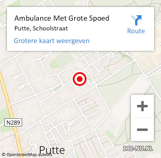 Locatie op kaart van de 112 melding: Ambulance Met Grote Spoed Naar Putte, Schoolstraat op 9 juli 2017 17:34