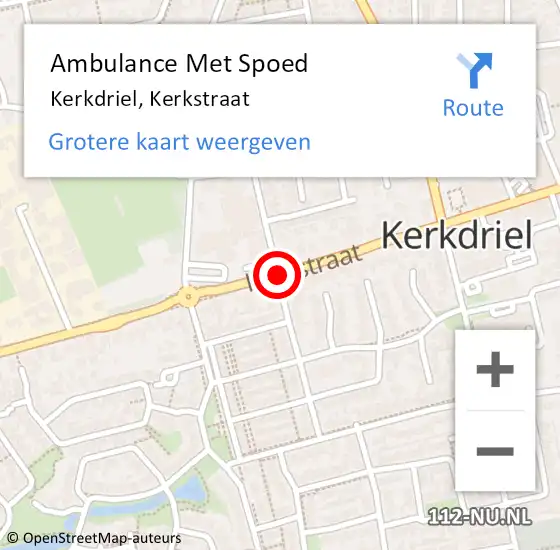 Locatie op kaart van de 112 melding: Ambulance Met Spoed Naar Kerkdriel, Kerkstraat op 9 juli 2017 18:00
