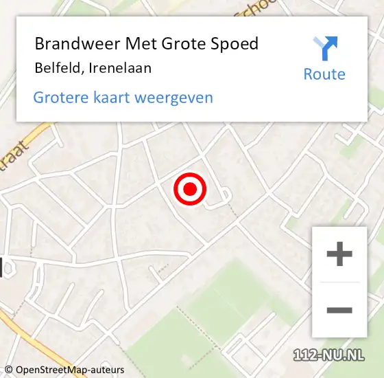 Locatie op kaart van de 112 melding: Brandweer Met Grote Spoed Naar Belfeld, Irenelaan op 9 juli 2017 18:25