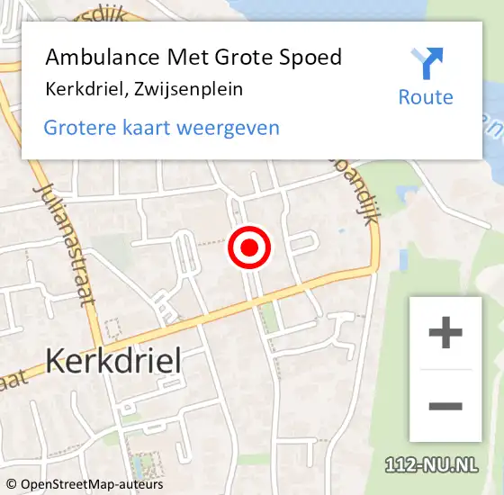 Locatie op kaart van de 112 melding: Ambulance Met Grote Spoed Naar Kerkdriel, Zwijsenplein op 9 juli 2017 18:41