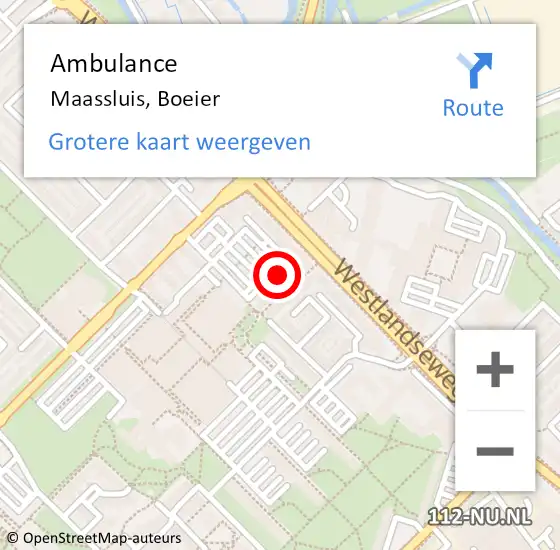 Locatie op kaart van de 112 melding: Ambulance Maassluis, Boeier op 9 juli 2017 19:02