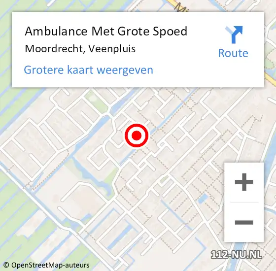 Locatie op kaart van de 112 melding: Ambulance Met Grote Spoed Naar Moordrecht, Veenpluis op 9 juli 2017 19:08