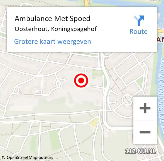 Locatie op kaart van de 112 melding: Ambulance Met Spoed Naar Oosterhout, Koningspagehof op 9 juli 2017 19:29