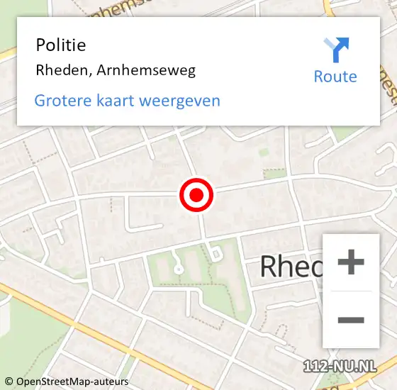 Locatie op kaart van de 112 melding: Politie Rheden, Arnhemseweg op 9 juli 2017 19:52